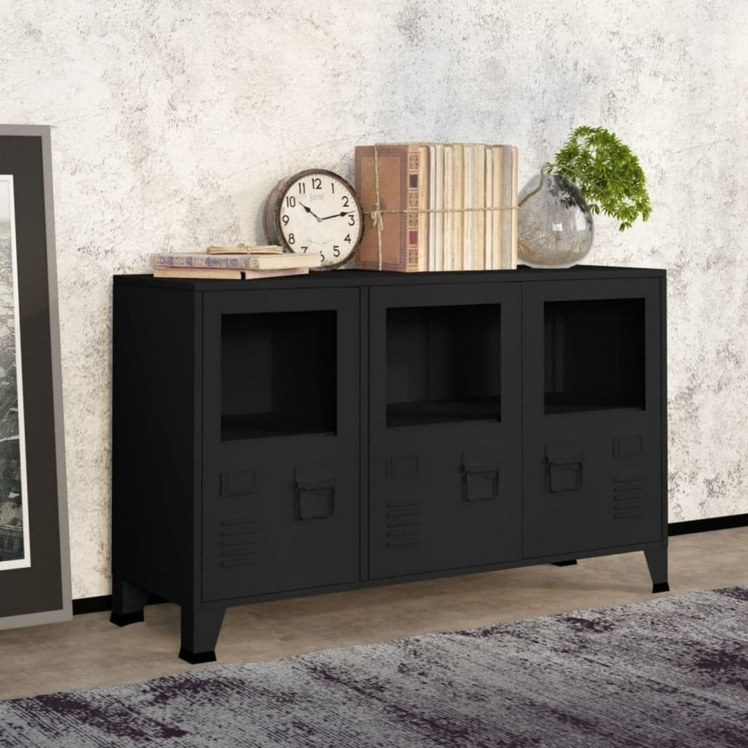 Sideboard in Schwarz mit verstellbaren Ablagen