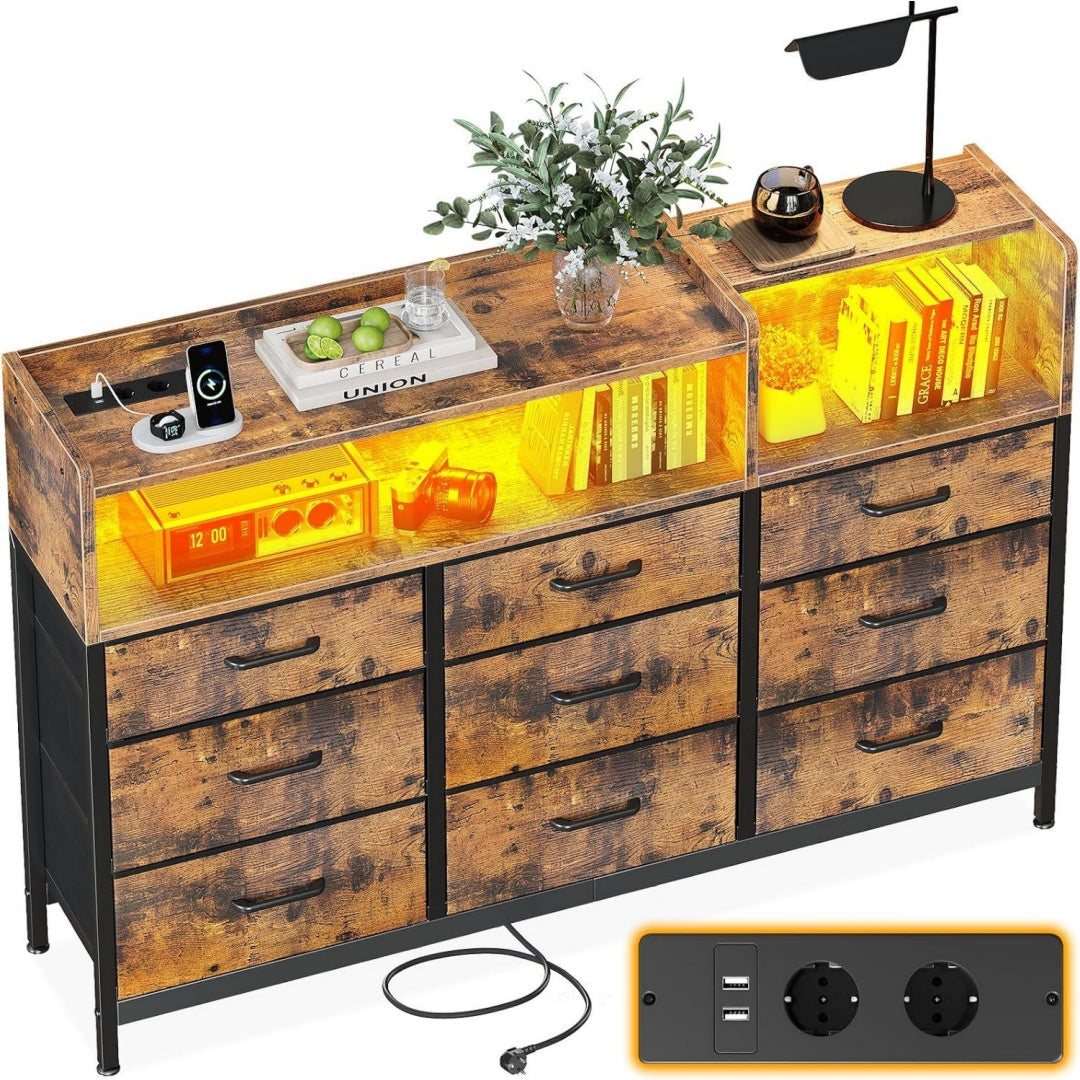 Ein Metallgestell und Schubladen an dem Sideboard