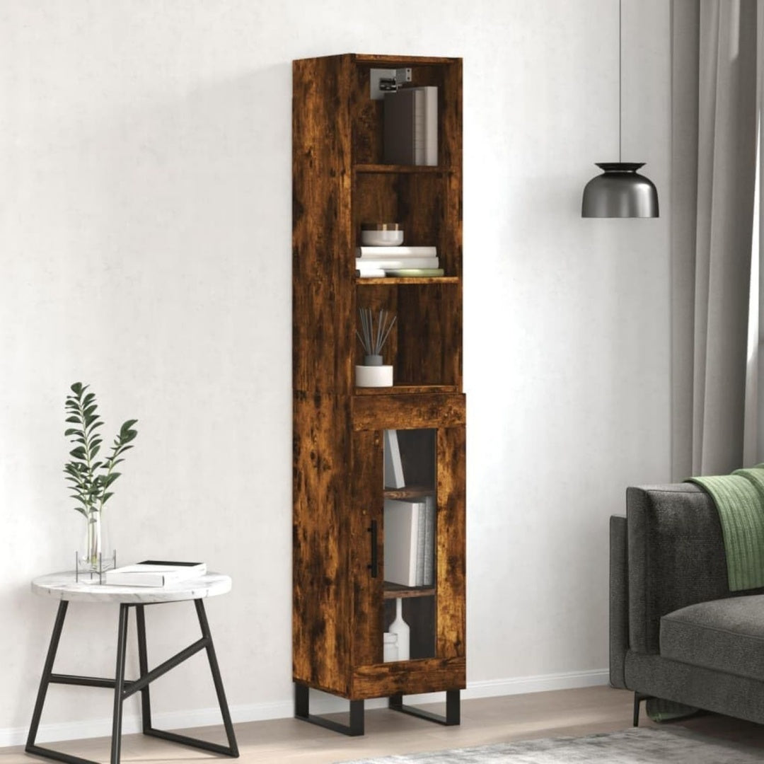 Hochschrank aus Holzwerkstoff in Eichenbraun mit den Massen 34.5 x 34 x 180 cm