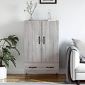 Hochschrank mit den Massen 69.5 x 31 x 115 cm in Eichenbraun und Grau aus Holzwerkstoff
