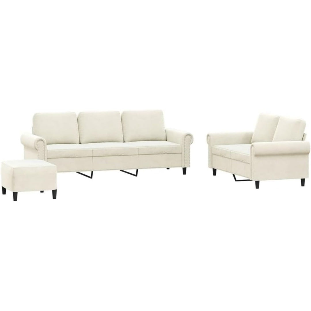 Sofagarnitur in Creme mit weichen Polstern