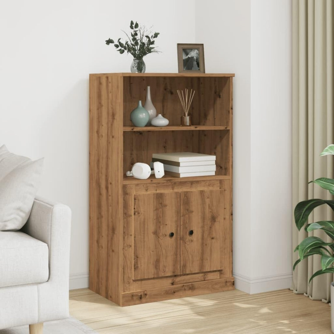 Hochschrank aus Holzwerkstoff in Eichenbraun mit den Massen 60 x 35.5 x 103.5 cm