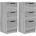 Sideboard aus Samt in Eichenbraun und Grau mit den Massen 30 x 30 x 70 cm