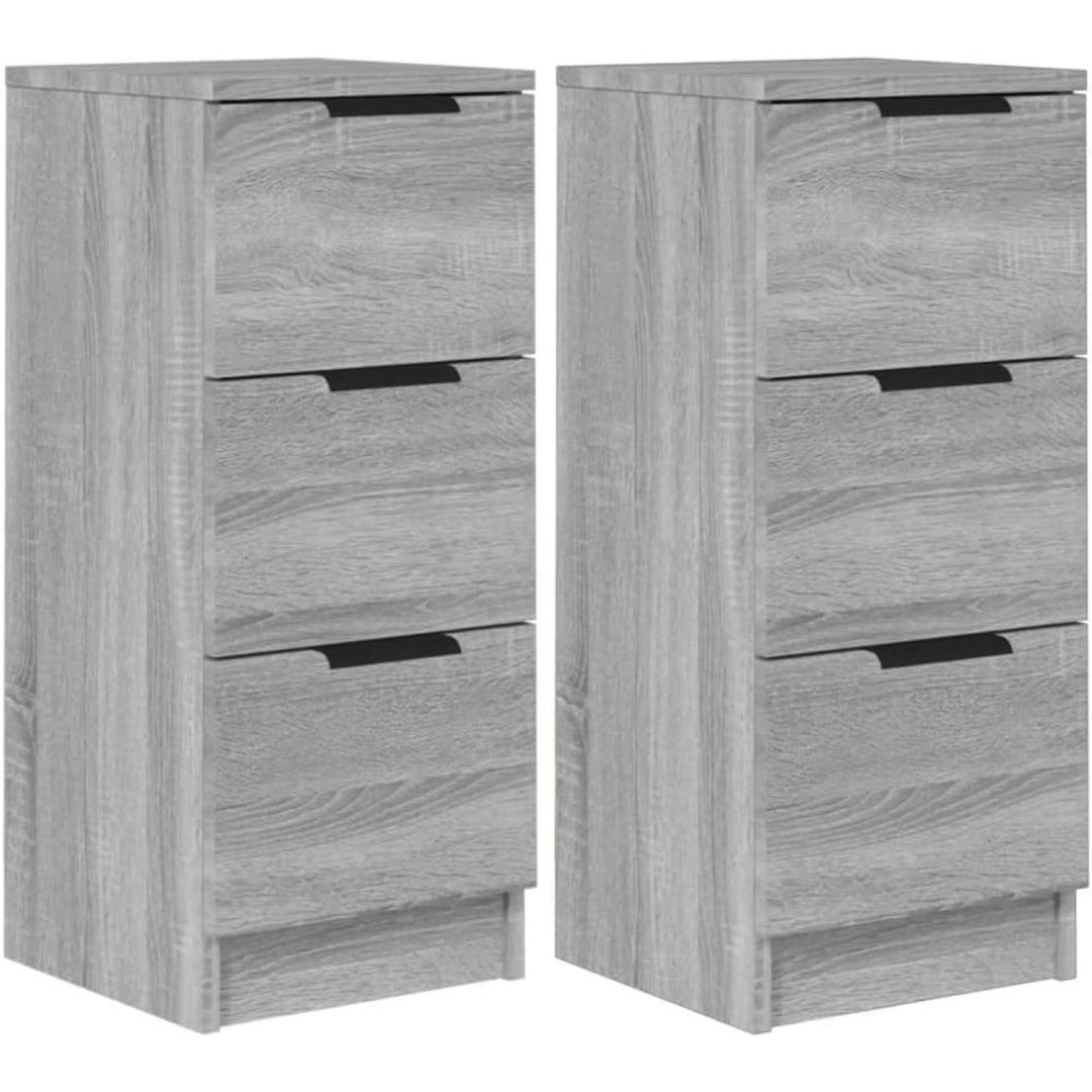 Sideboard aus Samt in Eichenbraun und Grau mit den Massen 30 x 30 x 70 cm