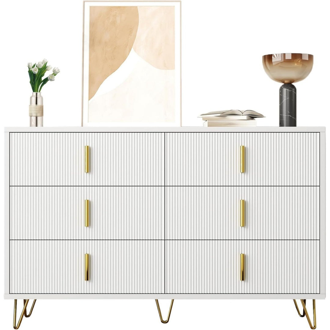 Sideboard aus Holzwerkstoff und Metall in Weiss
