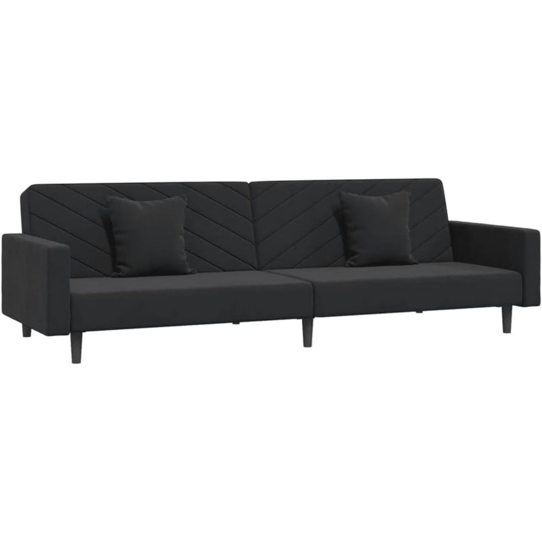 Das Sofa misst 220 x 84.5 x 69 cm in Schwarz